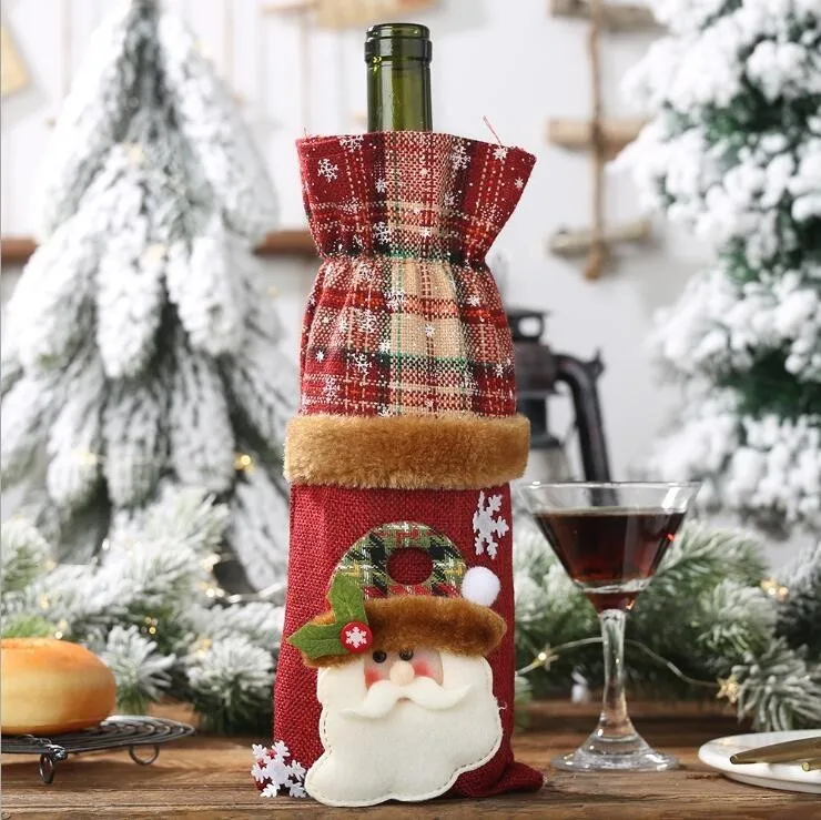 Red 1 шт много стиль Рождественский Снеговик/Санта Клаус набор бутылок винная бутылка крышка Держатель для рождественской вечеринки/принадлежности для украшения стола - Цвет: Red