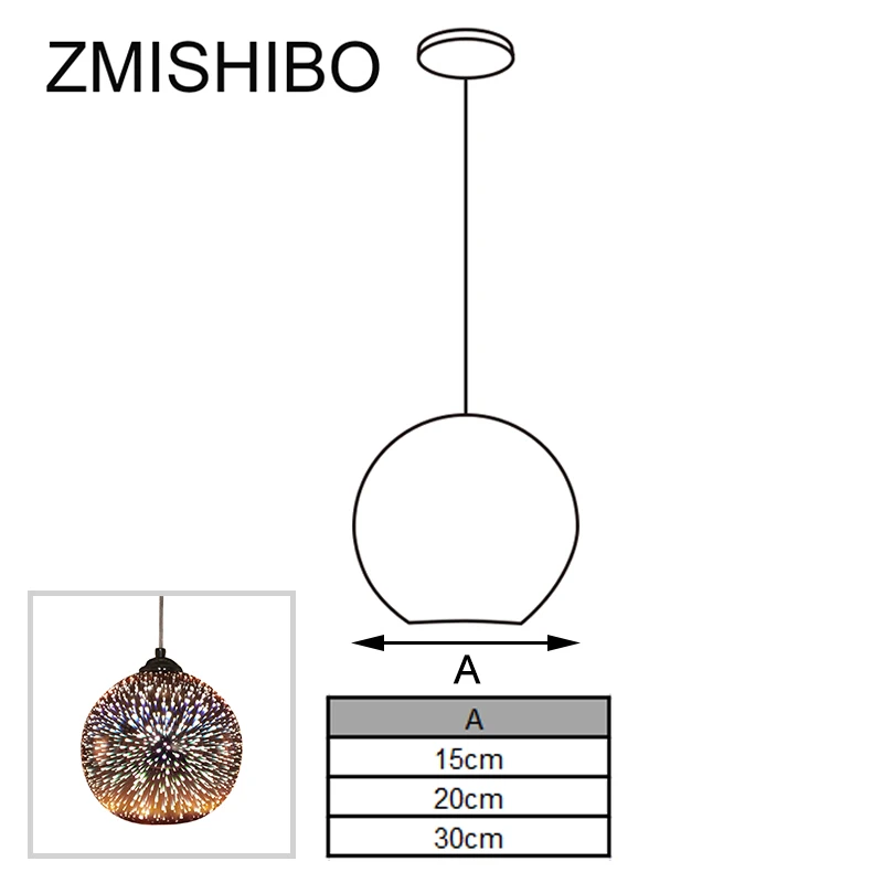 Zmisibo 3D фейерверк E27 стекло подвесные светильники розовое золото абажур украшение