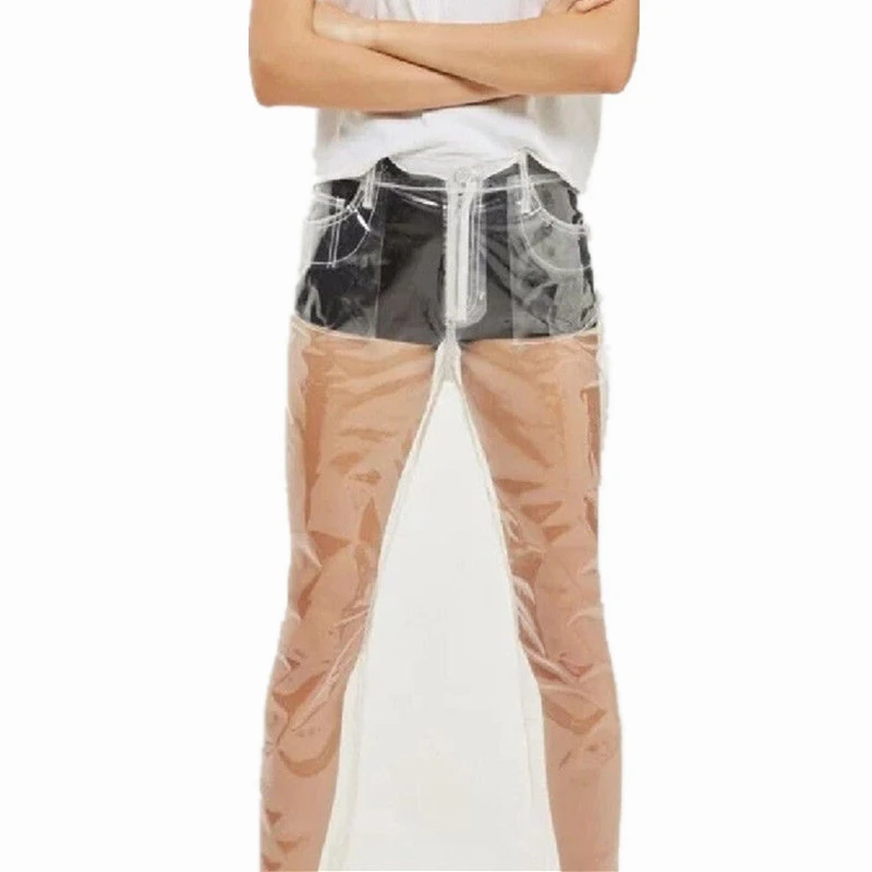 Фото Прозрачные женские повседневные штаны с высокой талией прозрачные леггинсы