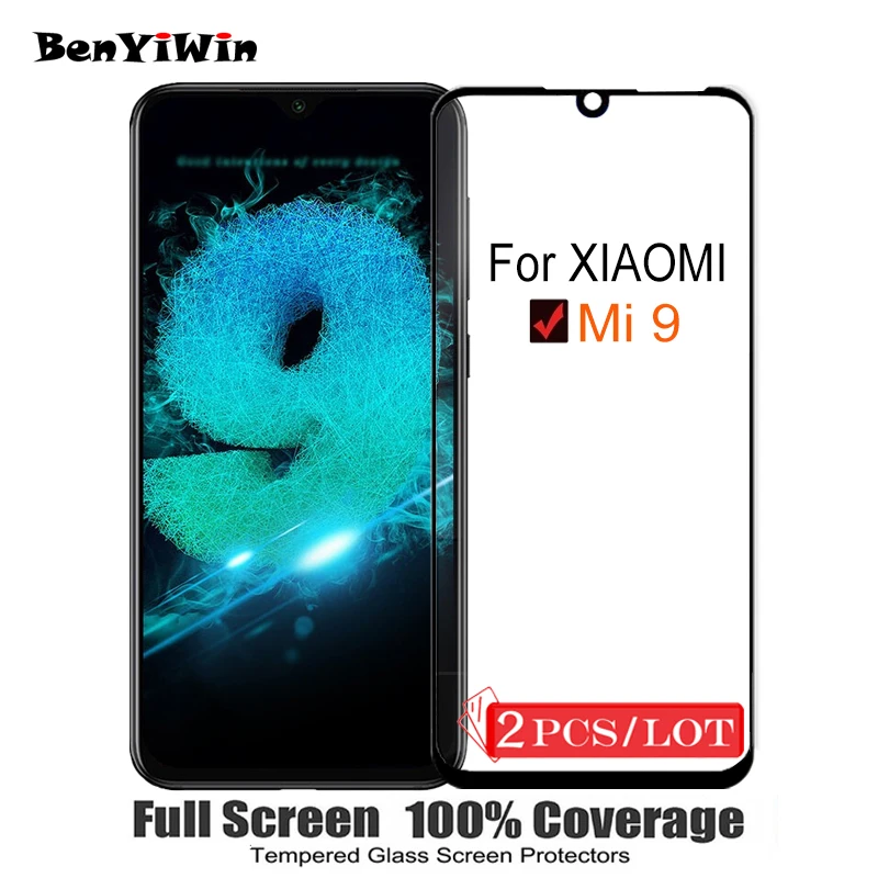 2 шт.,, полное покрытие, закаленное стекло для Xiaomi mi 9 mi 9, защита экрана 9 H, защитный стеклянный чехол для Xiao mi 9, пленка