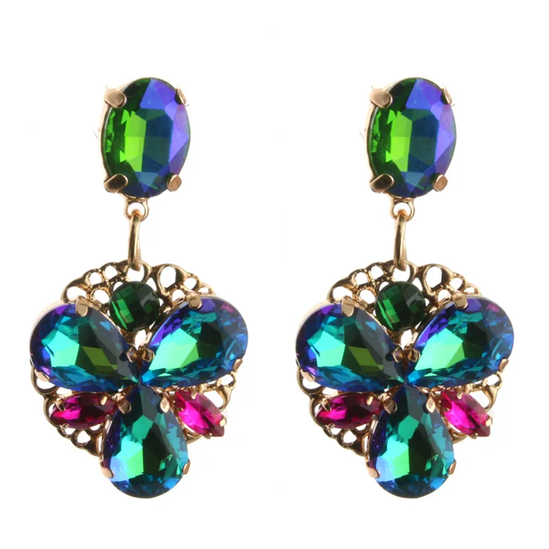 Висячие серьги NeeFu WoFu брендовые хрустальные большие длинные стеклянные