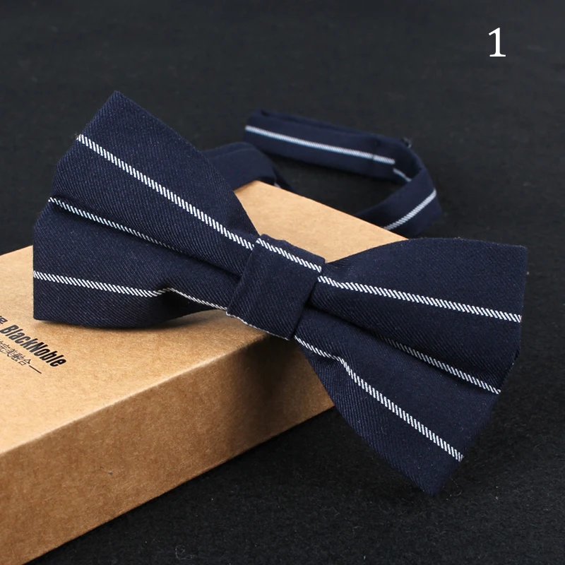 Мужские классические галстуки-бабочки двухслойные в полоску Подарочная коробка