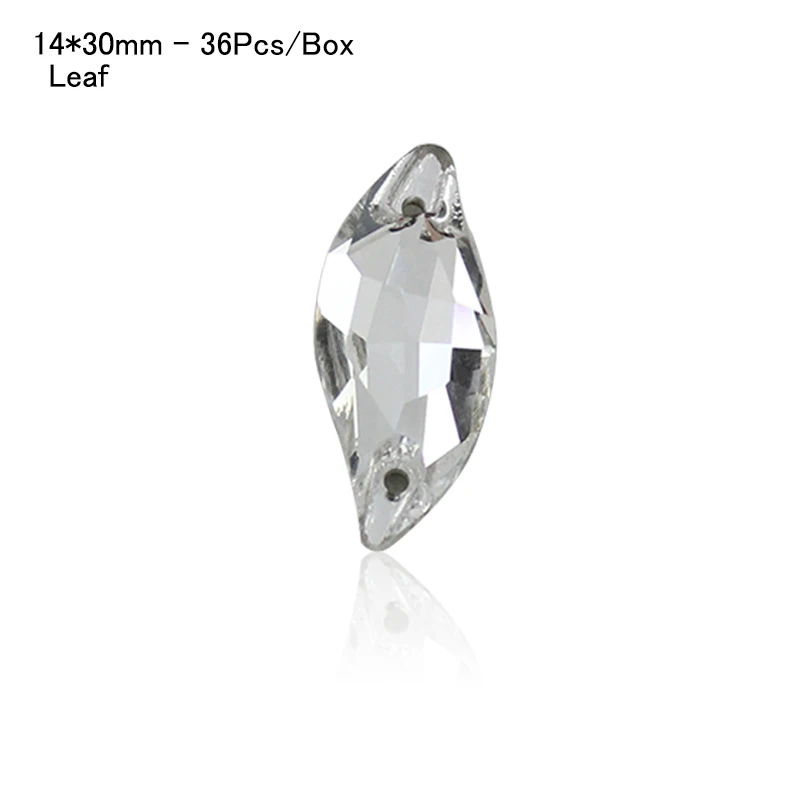 Leaf -14x30mm-36Pcs ААААА кристально чистые пришитые стразы, Золотая основа пришитые камни распорные пуговицы для украшения для одежды - Цвет: Leaf -14x30mm-36Pcs