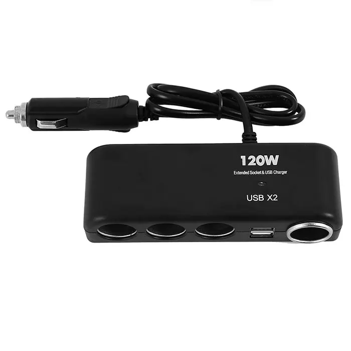 ABS 4 Way 12V 24V Мульти разветвитель автомобильного прикуривателя USB зарядное устройство адаптер Черный Авто внутренние части - Название цвета: Черный
