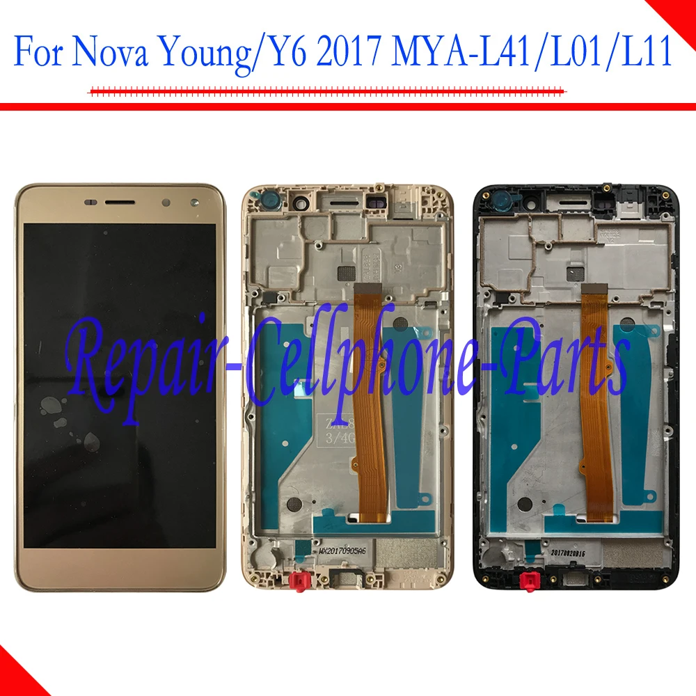 

New Full LCD DIsplay+Touch Screen Digitizer Assembly With Frame For Huawei Nova Young 4G LTE MYA-L11 / Y6 2017 MYA-L41 MYA-L01