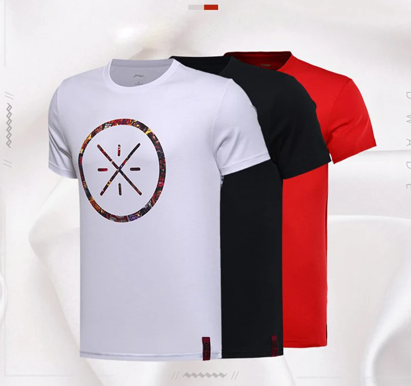 Li-Ning Мужская баскетбольная майка с коротким рукавом, хлопок, дышащая Удобная подкладка, футболка, спортивные футболки AHSM319 MTS2660