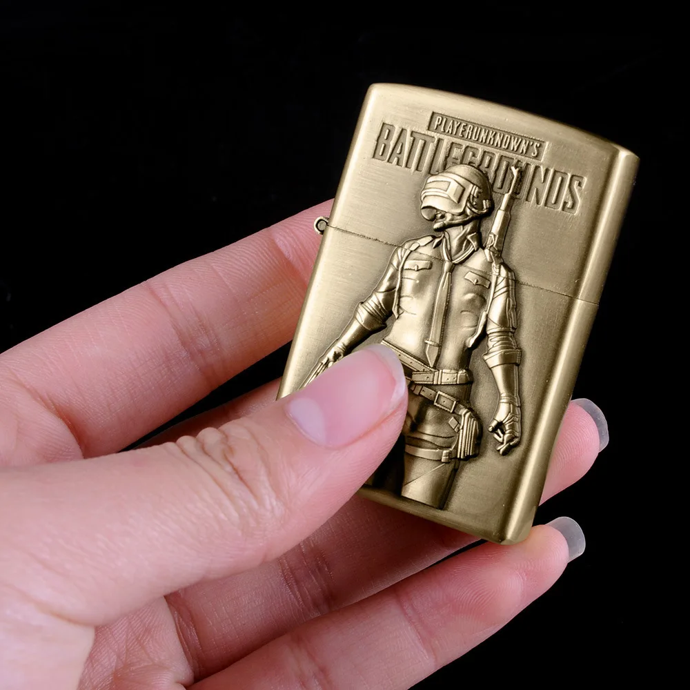 Бронзовая керосиновая Зажигалка новая PUBG Мужская battlefield Зажигалка кремневая многоразовая бензиновая сигарета металлическая ретро-гаджет