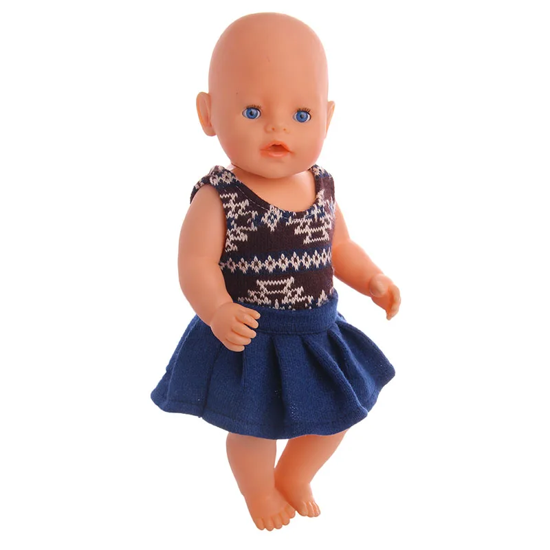 

Doll Clothes fashion beautiful wool vest +skirt suit Fit 18 Inch Doll &43cm New Born Baby Clothes