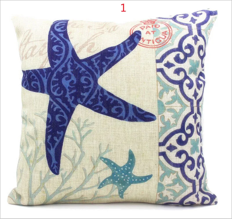 45 см * Морская жизнь дизайн лен/хлопок наволочки для дивана Наволочка Чехол