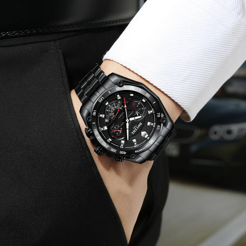 

BOYZHE Men Automatic Mechanical Watch Sport Black Luminous Luxury Brand Watch Men Stainless Steel Gold Watches Relogio Masculino