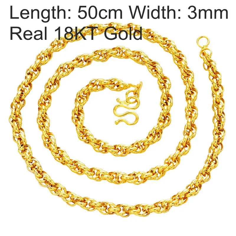 wide 3mm OMHXFC,, Европейская мода, для женщин, для вечеринки, дня рождения, свадьбы, подарок, длина 50 см, витая настоящая 18KT Золотая цепочка, ожерелье NL21 - Цвет камня: wide 3mm
