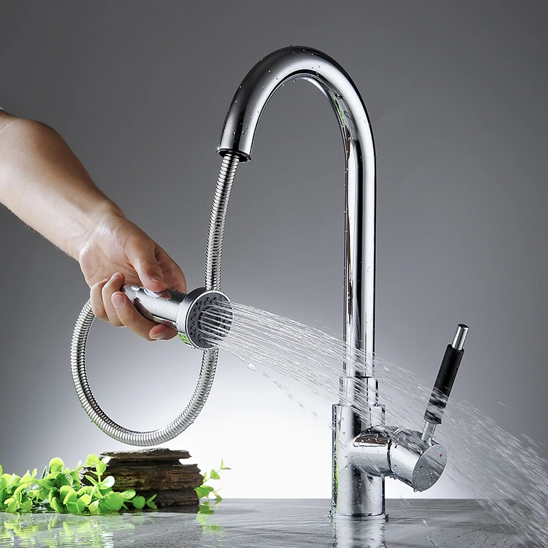 Современный кухонный кран выдвижной 360 Поворотный носик 2 режима смеситель для