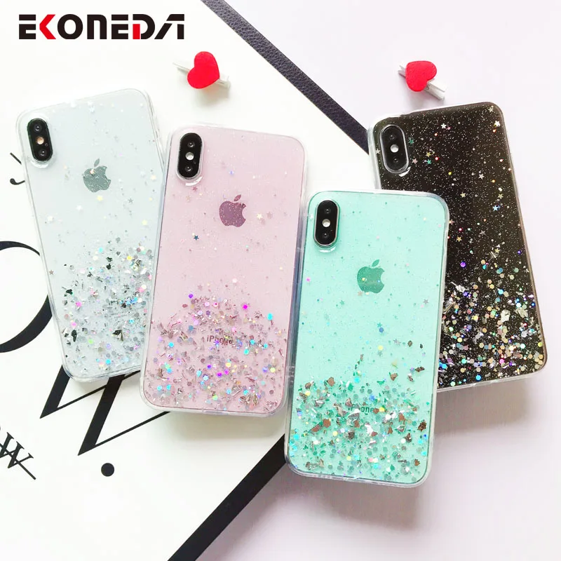 EKONEDA кристально прозрачный чехол для iPhone X 11 Блестящий силиконовый девушек 6S 6 7 8