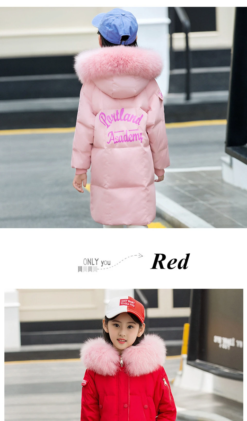 30 degrees Girls clothing duck Down jacket for girl clothes Winter Thicken warm Parka Fur Hooded Children Outerwear Coats