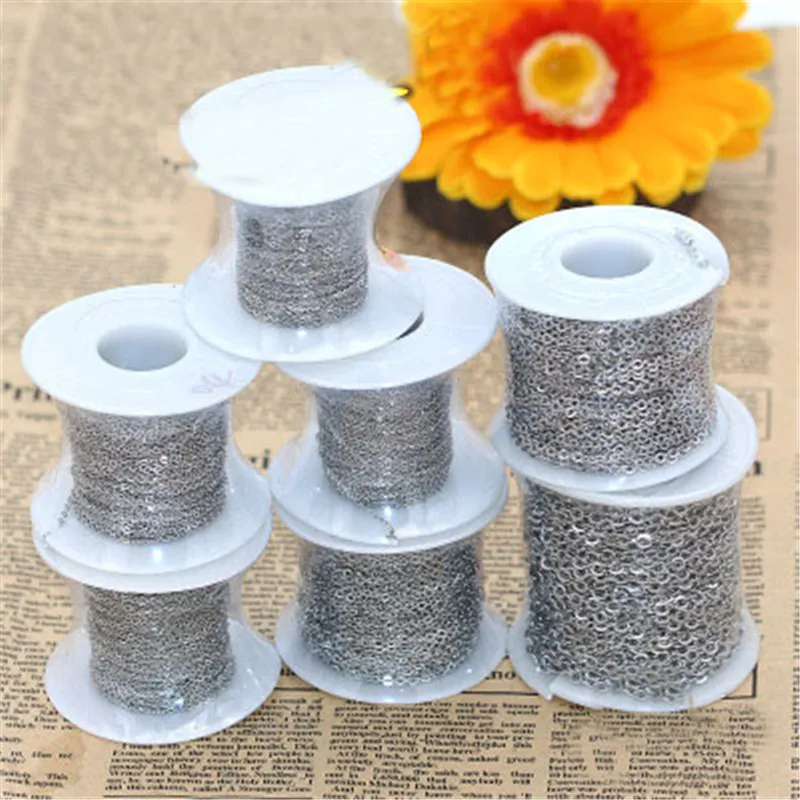 

10meters/roll Width 2mm 3mm Stainless Steel Necklaces Chains Bulk Metal Link Chain for Bracelets Findings Diy Jewelry Making