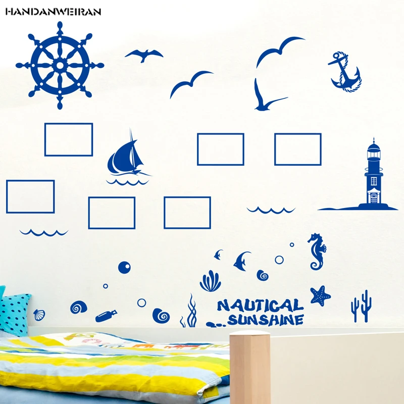 1 шт. Небесно-Голубой вид на море стены Стикеры для детской комнаты декоративная