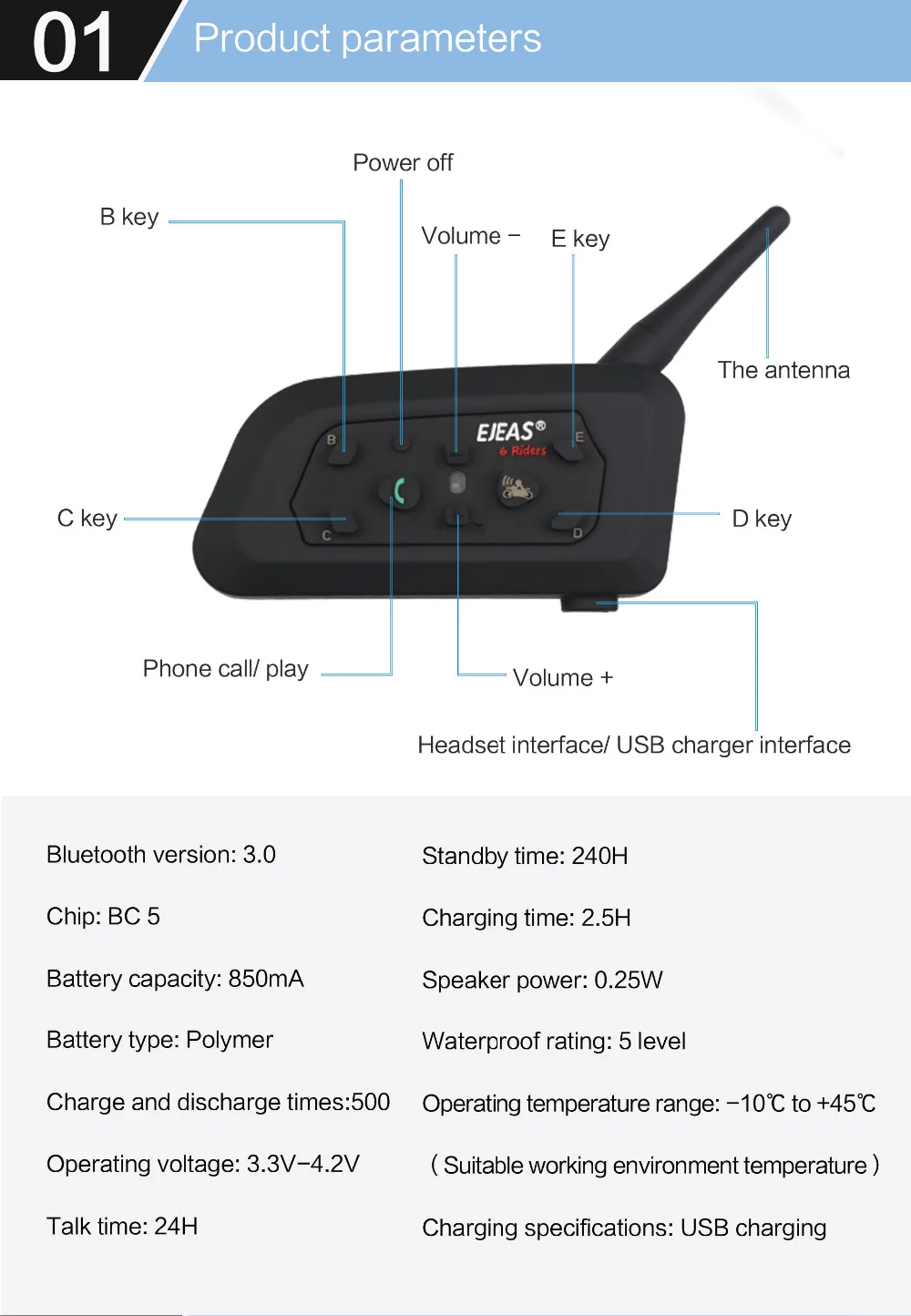 EJEAS V6 Pro Интерком шлем Bluetooth гарнитура 850 мАч Intercomunicador микрофон металлический зажим MP3 gps 1200 м для 6 гонщиков