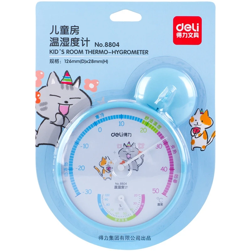 Deli 8804 Kid's room Thermo-Hygrometer Mechanical induction element no need battery Temperature and humidity meter |