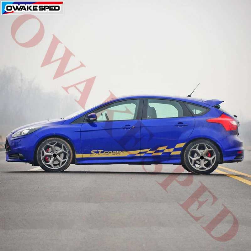 Гоночный флаг полосы автомобиля стикер s для ford focus ST RS Спортивная графика