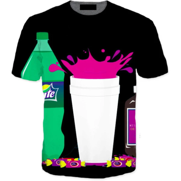Sippin That Lean Tee Sprite кодеин с двойными чашками фиолетовый пил 3d футболка круглым