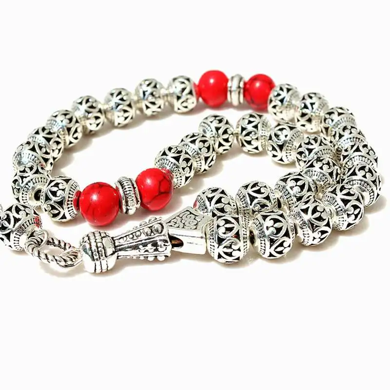 Бусины из сплава с красной подвеской 8 мм|muslim tasbih|beads for menislamic beads |