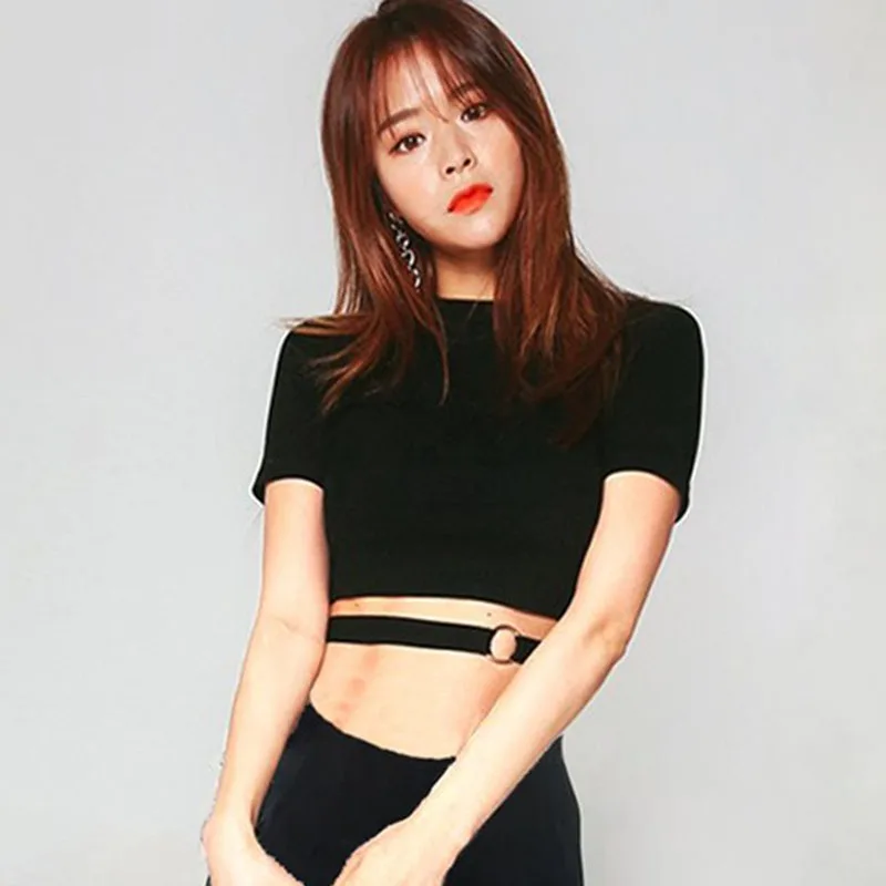 Летний укороченный топ с коротким рукавом сексуальная женская футболка