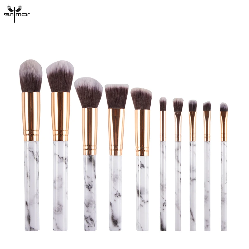 Anmor 10 шт. кисти для макияжа мраморная Кисть Набор основы теней Профессиональный