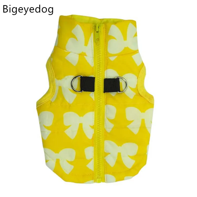 Bigeyedog Winiter Одежда для собак, шлейка, жилет, одежда для маленьких собак, пальто для щенков, чихуахуа, пудель, ветрозащитная стеганая куртка, костюм для домашних животных