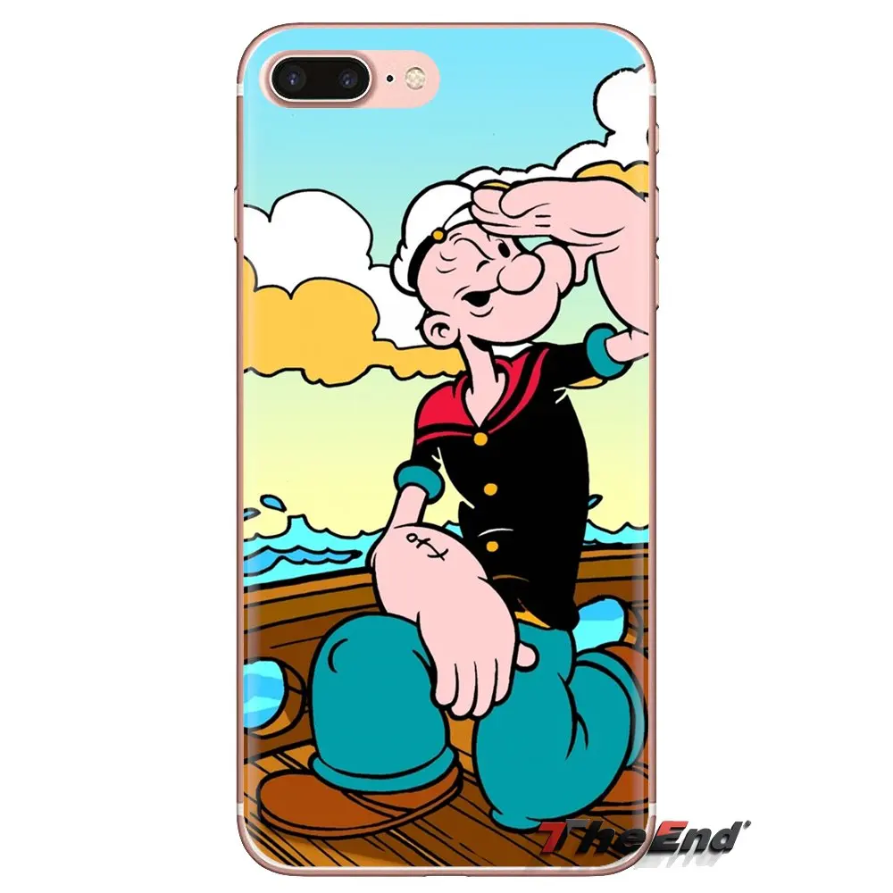 Попай Моряк для Samsung Galaxy S3 S4 S5 Mini S6 S7 Edge S8 S9 S10 Plus Note 3 4 5 8 9 мягкие прозрачные чехлы.