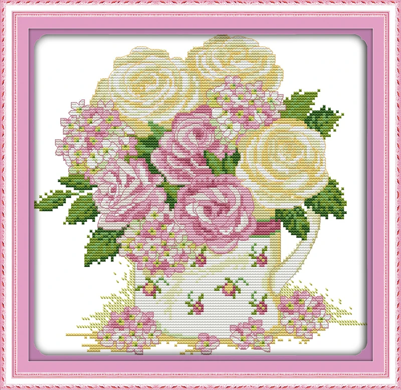 

Elegant roses cross stitch kit flower 18ct 14ct 11ct count printed canvas stitching embroidery DIY handmade needlework