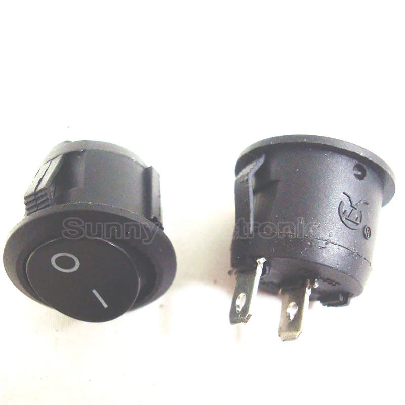 

Free Shipping 100pcs ON-OFF 2 pins SPST Black Round Rocker Switch
