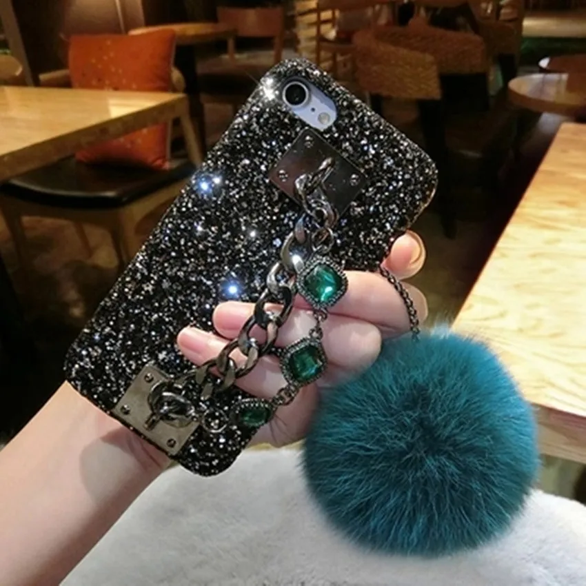 For iPhone 11 Pro MAX X XR 6 7 8 plus Luxury Pretty Cute Diamond leopard bracelet chain red black glitter soft phone case cover |
