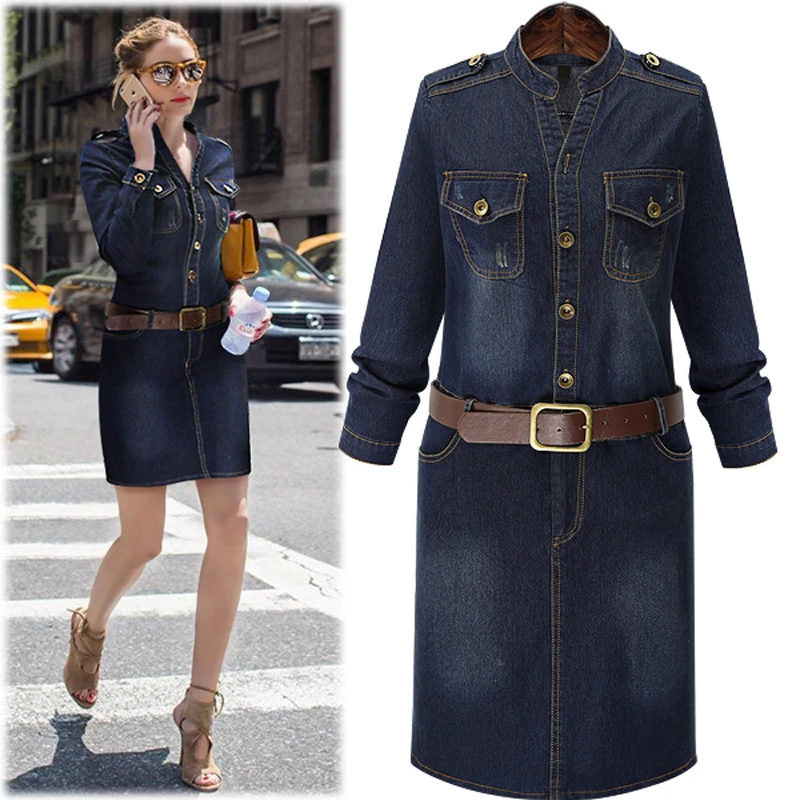 2016 новое осенне-зимнее Сексуальное Женское джинсовое платье облегающего размера