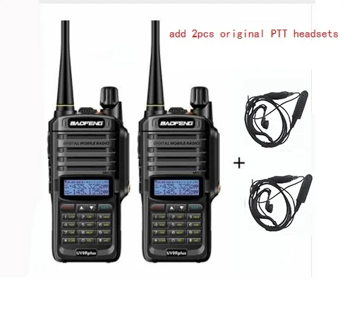 add 2 headsets 2 шт. Высокая мощность 10 Вт Baofeng UV-9R плюс Водонепроницаемый двухканальные рации двухстороннее радио дальность 25 км cb радио comunicador рация - Цвет: add 2 headsets