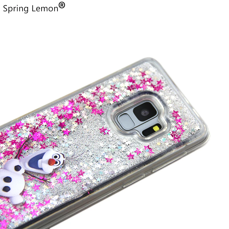 For Samsung Galaxy S9 Case Cute Minnie Stitch Cheshire Cat Glitter Liquid quicksand Stars Phone Cover S9plus | Мобильные телефоны и