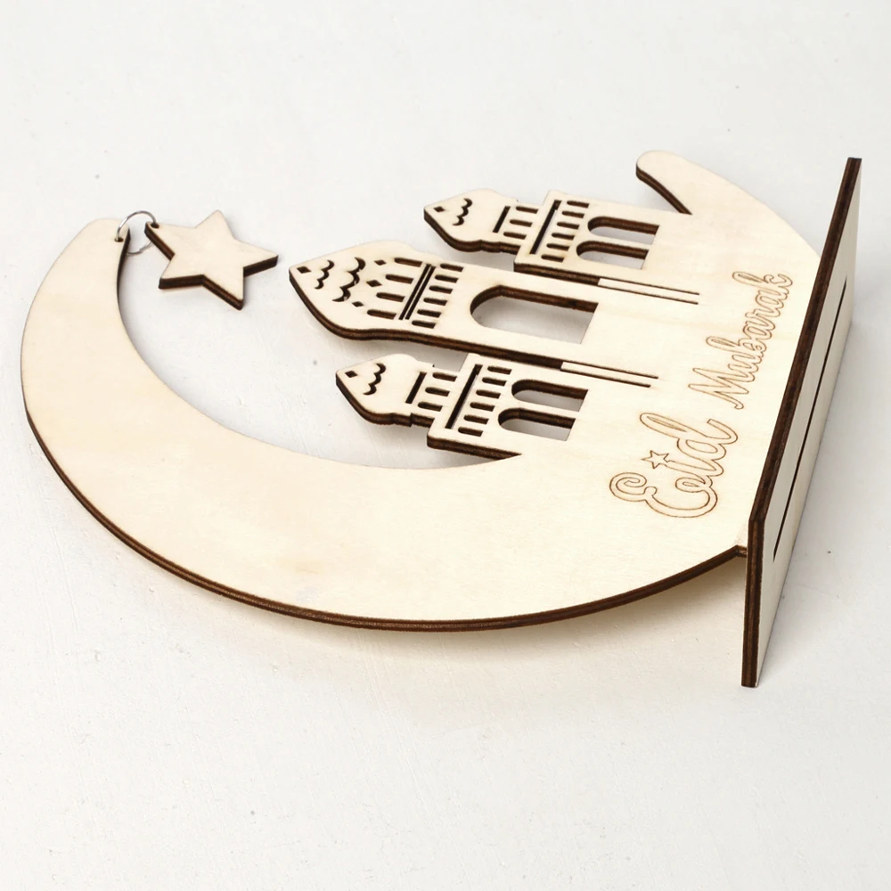 1 шт. Рамадан ИД Мубарак замок луна деревянный орнамент украшение для дома сделай