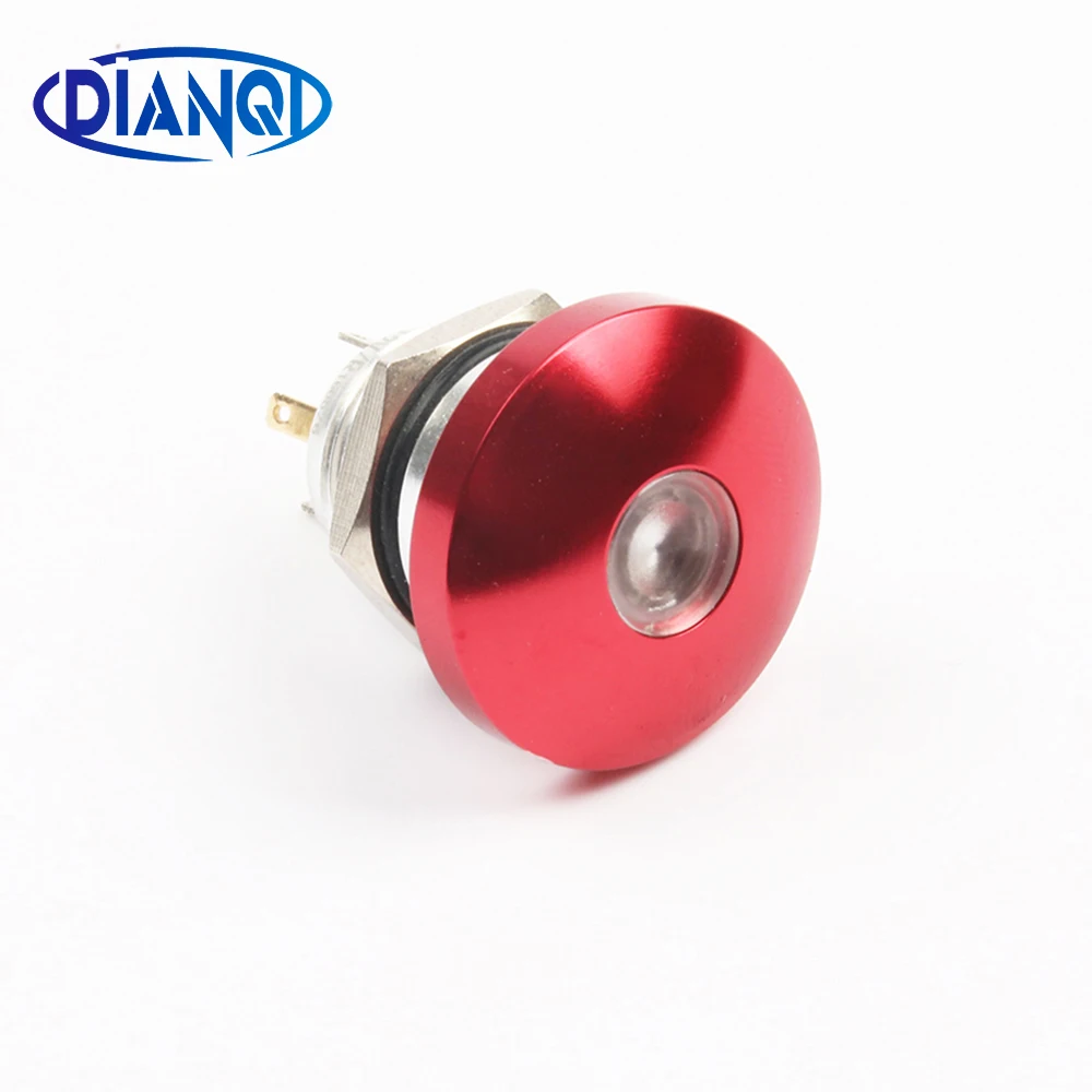 

Free shipping 16mm Metal Waterproof Push Button Switch dot lamp button mushroom Momentary with LED NO press button 16MG1D.F