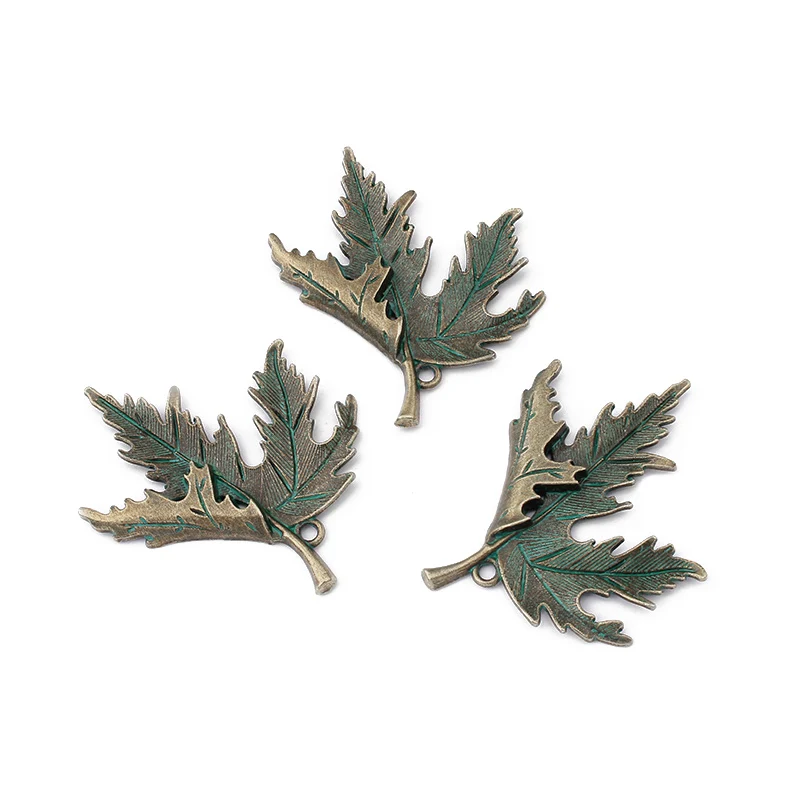 10PCS DIY Necklace Jewelry Finding Makings Verdigris Patina /Ancient Greek Bronze Pot Weed Leaf Maple Charms Pendants | Украшения и