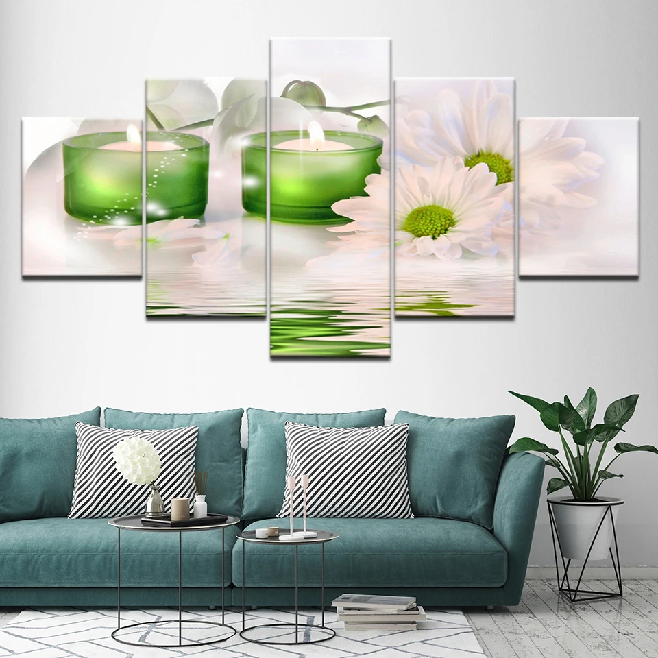 5 шт. Печать на холсте хризантема лампы в форме свечи из мультфильма Холодное