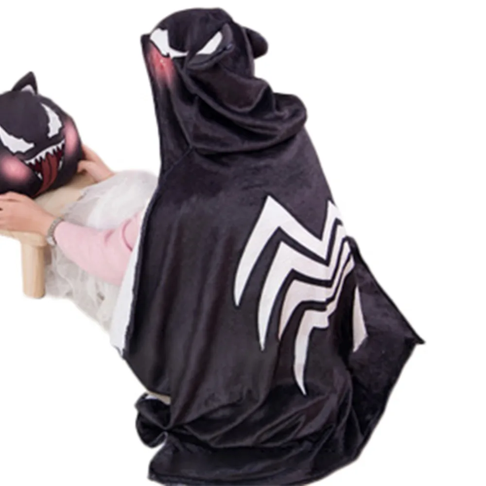 Venom плащ фильм Веном Косплэй костюм фланели плащи Одеяло мягкий Кепки худи