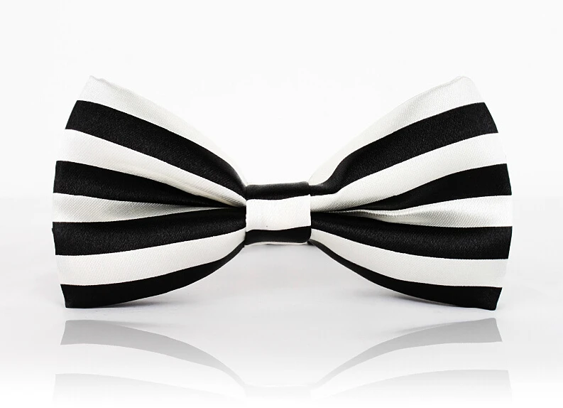 Elegant Black White Striped Bow Ties GROOM WEDDING BOW TIES Horizontal Stripes Contrasting Color Tie | Аксессуары для одежды