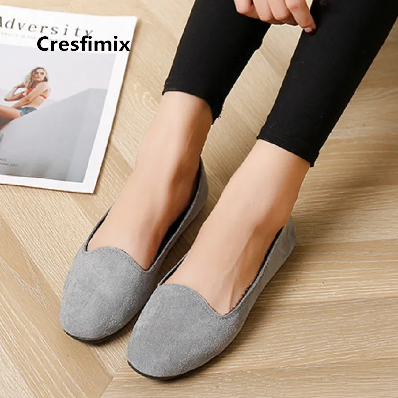 Cresfimix vrouwen platte из натуральных материалов schoenen Женская мода с круглым носком обувь