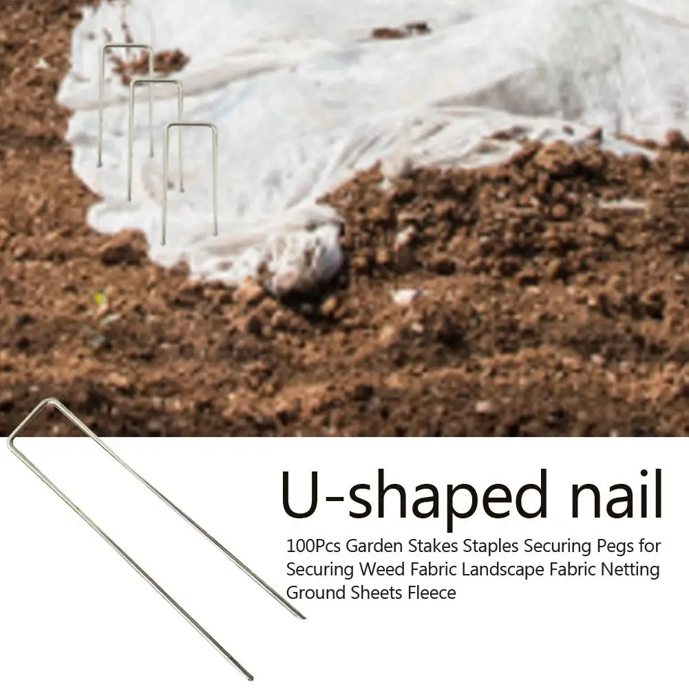 

100Pcs Garden Stakes Staples Securing Pegs for Securing Weed Fabric Landscape Fabric Netting Ground Sheets Fleece