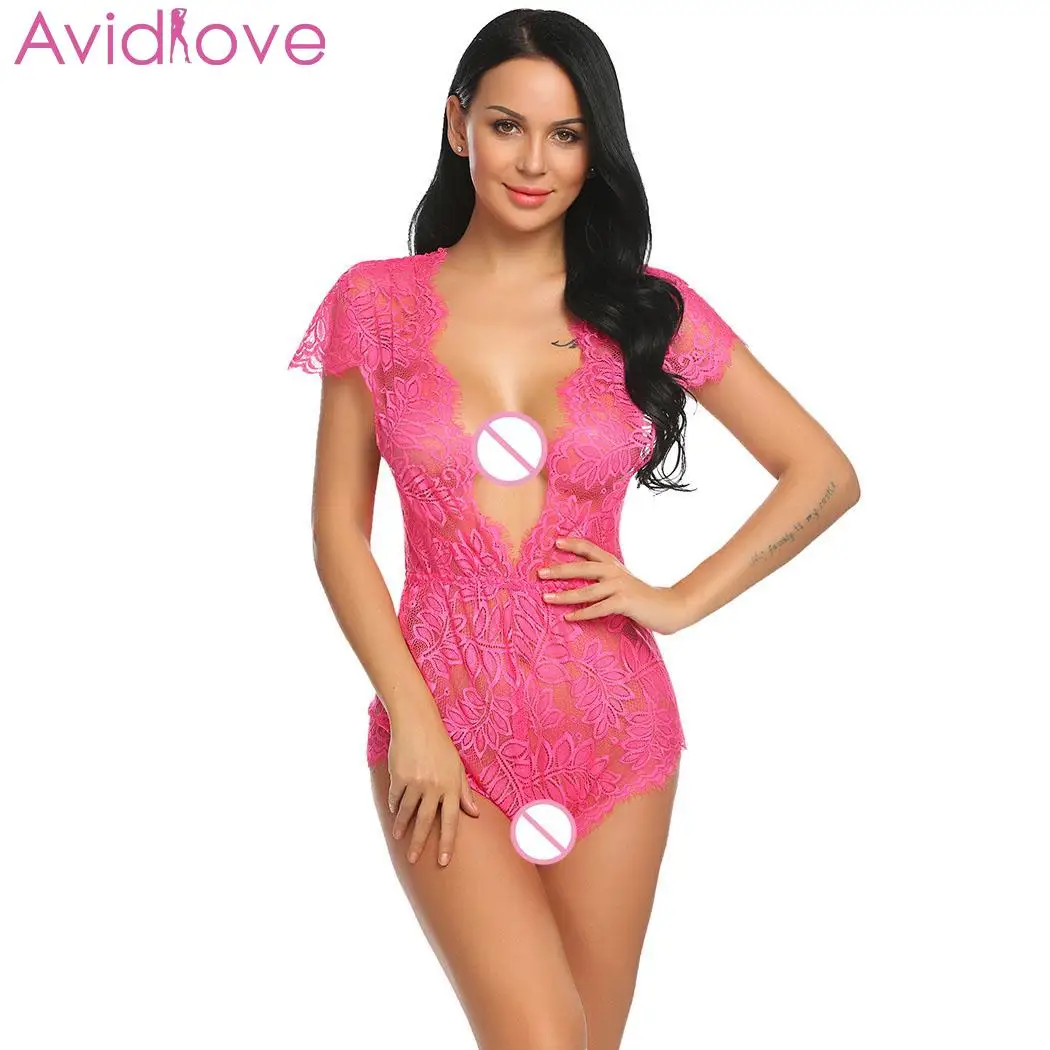 RR Avidlove женское Эротическое белье цветочный сексуальный эротический плюс размер боди для женщин кружевная ночная рубашка порно одежда - Цвет: RR