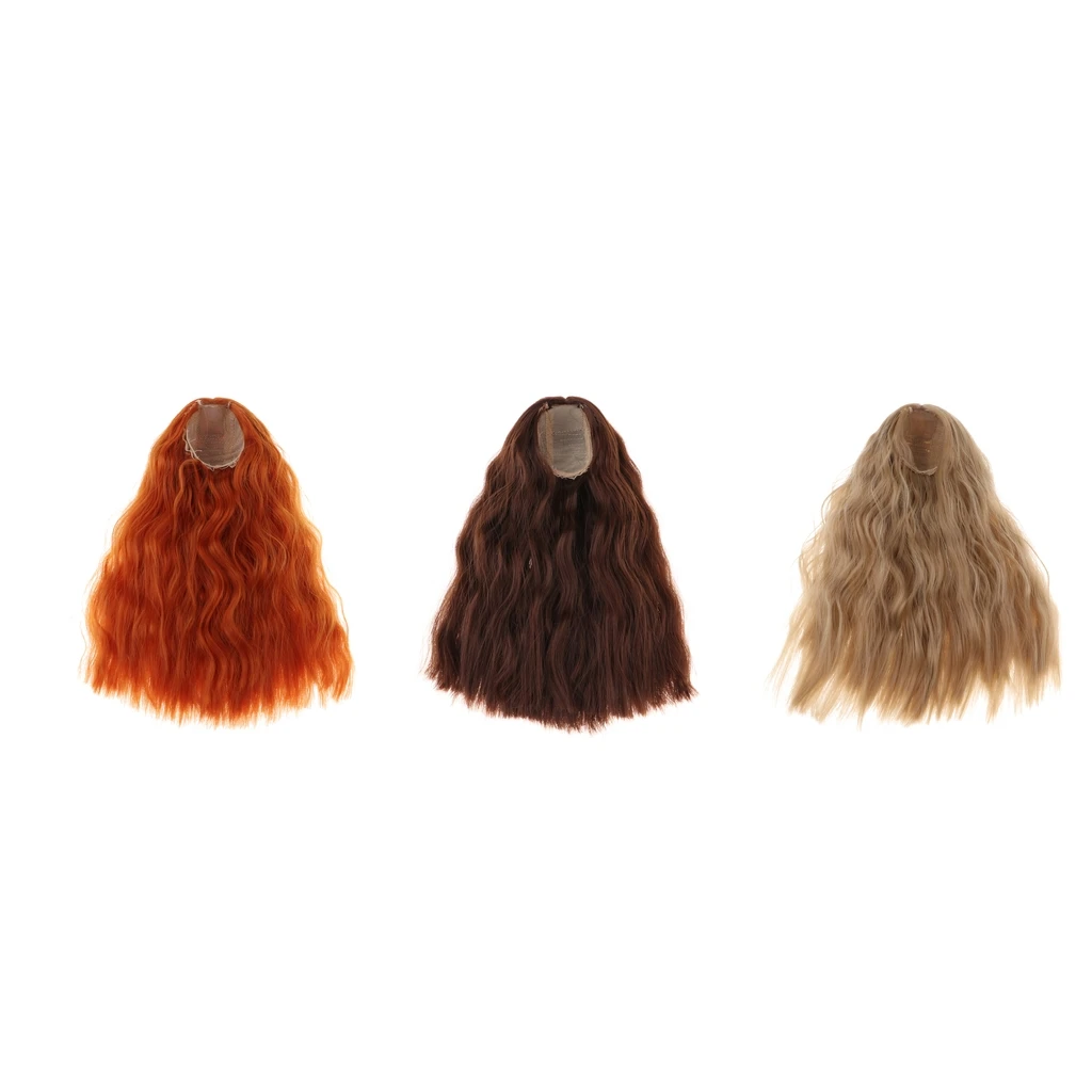1/4 Bjd Wig Size 7 inch Head High-Temperature Wig Girl Long Wave Curly Doll Hair BJD Doll Wig- Brown/Carroty/Coffee Optional