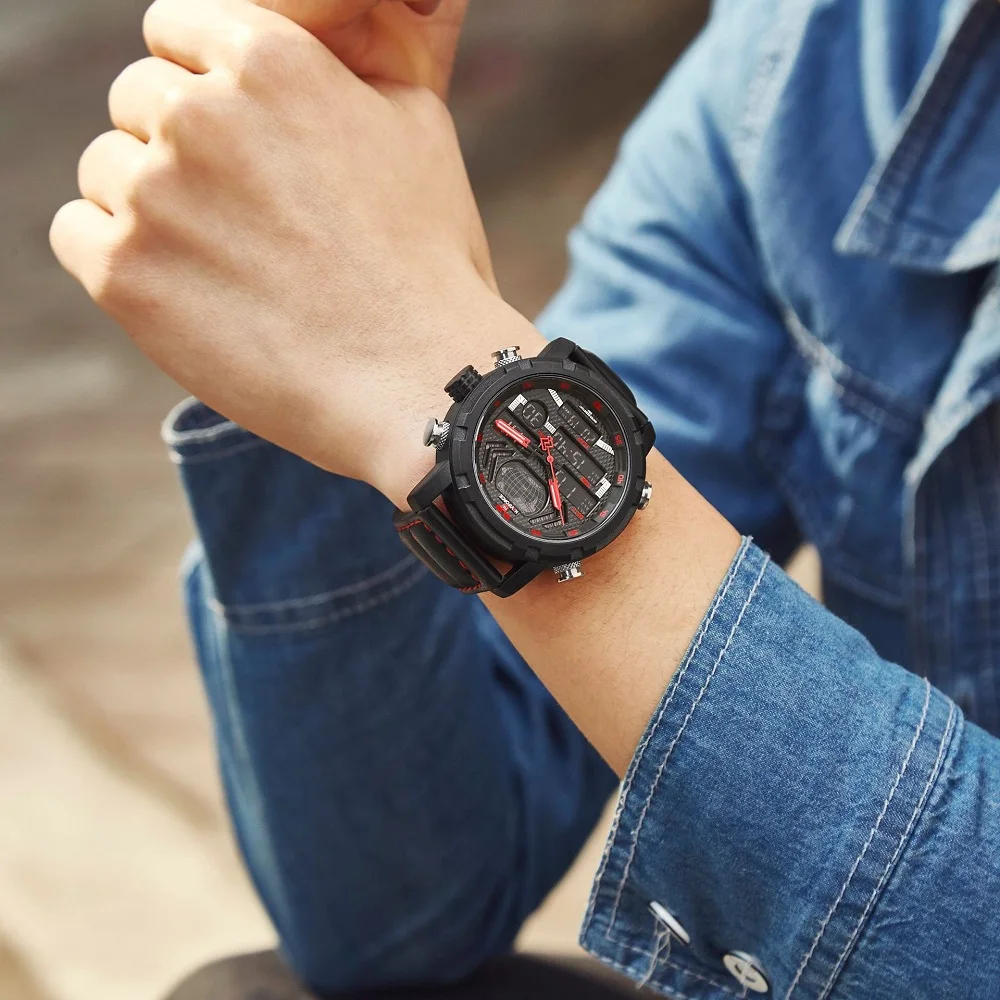 Часы наручные NAVIFORCE Мужские Цифровые спортивные аналоговые Кварцевые