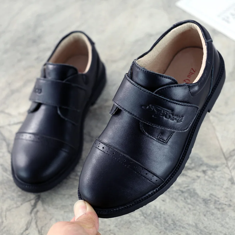 Детская обувь из натуральной кожи для мальчиков Черные модельные свадебные