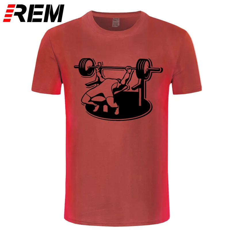REM новые Брендовые мужские футболки летние хлопковые футболки с коротким рукавом Бодибилдинг скамья пресс штанга футболка размера плюс
