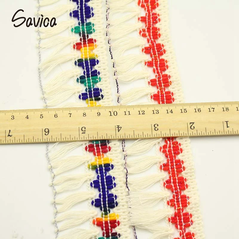 Savica 3y/lot 5cm Cotton Thread Tassel Lace Ribbon Trim Fringe Fabric Apparel Sewing Crafts DIY Decor Materials LX192 | Дом и сад