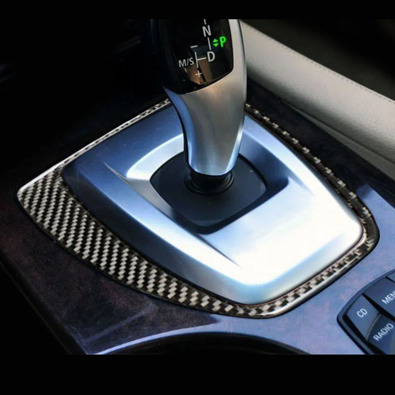 Carbon Fiber Console Gear Shift Panel Air Outlet Frame Door Armrest Decor Strips Cover Trim Sticker for BMW 5 Series E60 2005-10 |